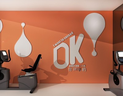 现代健身房休息区3D模型下载